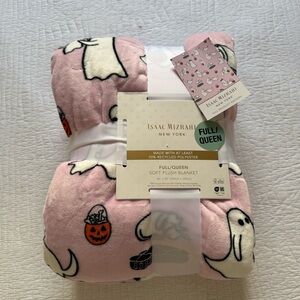 Isaac Mizrahi Pink Halloween Ghost Walking Dog Plush Blanket